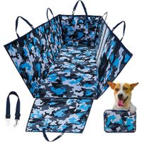 Dog Car Seat Cover - 2022 Upgraded 4 in 1 Blue Camo 100% Waterproof Travel Pet Seat Cover with Mesh Window