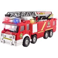 Toy Rescue Fire Truck with Shooting Water, Lights and Sirens, Extendable Ladder and Water Pump Hose to Shoot Water