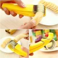Banana Slicer,ABS + Stainless Steel Fruit and Vegetable Salad Peeler Cutter Kitchen Tools For banana, Sausage, Strawberry,Grape（1 Pack）