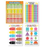 4p Word Family Count 1-100 Numbers, Colors Shapes, ABC Posters Counting Learning Chart For Kindergarten Classroom Prek Homeschool 30x42cm