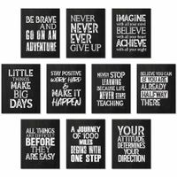10 Pieces Inspirational Wall Posters Motivational Quote Posters Positive  with 80 Glue Point Dots  Decorations Black White,20x25cm