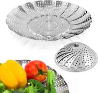 Vegetable Steamer Basket,Premium Stainless Steel Veggie Steamer Basket - Folding Expandable Steamers to Fits Various Size Pot (Large (7" to 11"))