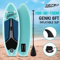 Genki Stand Up 180CM Paddle Board Inflatable Paddleboard SUP Fin Leash Green Black Blue