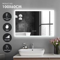 LED Backlit Bathroom Mirror Anti-Fog Vanity Mirrors with Lights Wall Mounted Lighted Mirror 100x60cm