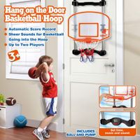 Mini Basketball Hoop Door Ring Wall Mounted Indoor Hang On Toy Set for Kids with Ball Electronic Scoreboard