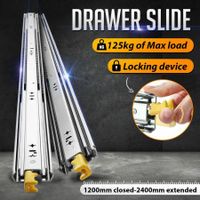 Drawer Runners Heavy Duty Slides Rails Cabinet Guide Locking Ball Bearing Track 125Kg