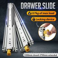 Heavy Duty Drawer Slide Locking Guide Rails Ball Bearing Runners Cabinet Track 227Kg