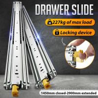 Drawer Slide Rails Heavy Duty Locking Runners Ball Bearing Cabinet Guide Track 227Kg