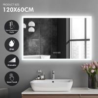 Bathroom LED Vanity Mirror with Lights Wall Mounted Anti-Fog Lighted Bathroom Mirror Dimmable LED Makeup Mirror 120x80cm