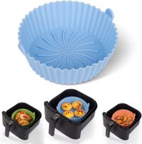 20x6cm Air Fryer Silicone Pot,Reusable Non-stick Air Fryer Silicone Liners,Air Fryer Basket Accessories (Blue)
