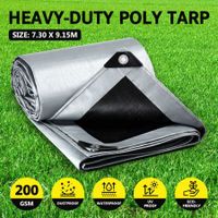 Tarpaulin Camping Tent Shelter Boat Car Cover Poly Tarps for Ground Floor Roof Pool RV Heavy Duty Waterproof Canvas 7.30m x  9.15m
