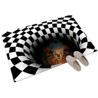 3D Vortex Optical Illusion Rug Round Carpet Clown Doormat for Lvining Bedroom Black White Plaid  3D Visual(50*80cm)