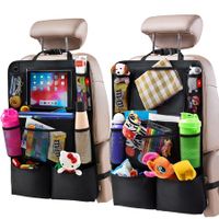 2P Backseat Car Organizer, Kick Mats Back Seat Protector with Touch Screen Tablet Holder 9 Pockets Black