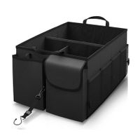 Drive Car Trunk Organizer Collapsible Multi-Compartment Automotive SUV Car Organizer for Adjustable Straps 58*43*27cm(Black)