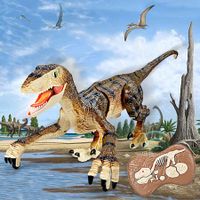 Remote Control Dinosaur Toys with Light Sound and Roar,Touch Control Simulation Electronic Velociraptor RC Dinosaurs Toys for Kids