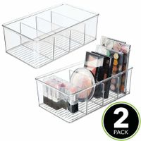 2pcs Kitchen Bathroom Makeup  Organizers Storage Box with 4 Compartments  for Makeup, Cabinet and Refrigerator More in Plastic