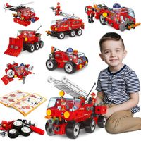 Building Toys for Boys Ages 5-12, 7 in 1 Fire Truck Toys, Stem Toys for Boys, Educational Construction Kit