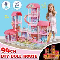 Barbie Doll House Dream Play Furniture Playhouses Toys Dollhouse Princess Castle Light Music 11 Rooms 4 Stories 93cm