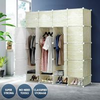 DIY Plastic Wardrobe Toy Rack Box Book Shelf Cupboard Closet Organizer Cloth Storage Portable 16 Cube 4 Shoe Cabinet