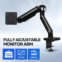 Single Monitor Arm Stand LCD TV Desk Mount VESA Riser Laptop Computer Display Screen Holder Adjustable Gas Spring 3.0 USB