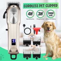 Dog Clipper Grooming Kit Pet Haircut Professional Cat Hair Trimmer Cutter Puppy Shaver Animal Cordless 2000mAh Li Ion Battery
