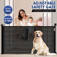 Pet Dog Safety Gate Enclosure Retractable Mesh Kid Security Barrier Safe Fence Guard For Stair Black