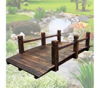Wooden Garden Bridge with Side Rails