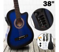 38" Steel String Cutaway Acoustic Electric Guitar Pack (Blue)