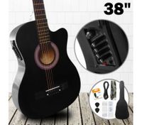38" Steel String Cutaway Acoustic Electric Guitar Pack (Black)