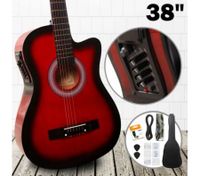 38" Steel String Cutaway Acoustic Electric Guitar Pack (Red)