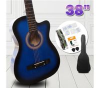 38" Beginners Steel String Cutaway Acoustic Guitar Pack (blue)