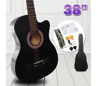 38" Beginners Steel String Cutaway Acoustic Guitar Pack (black)
