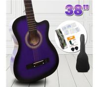 38" Beginners Steel String Cutaway Acoustic Guitar Pack (Purple)