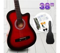 38" Beginners Steel String Cutaway Acoustic Guitar Pack (red)