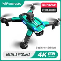Professional K8 Drone with 4K HD Camera ESC Wifi FPV Optical Flow Obstacle Avoidance Foldable RC Helicopter Color  Green