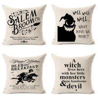 Set of 4 Halloween Decorative Pillow Covers 18"x18", Halloween Decorations Witch Ghost Fall Pillows for Sofa