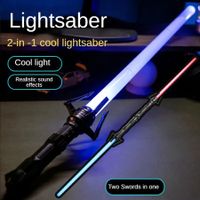 Light Up Saber Toy Sword for Kids, 7 Color Stretchable 2 in 1 LED Sword for Birthday Halloween Game Party ( 2 Packs)