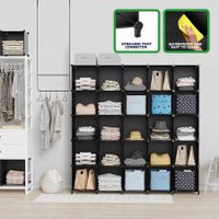 25 Cube Storage Shelves DIY Shelving Unit Bookshelf Cabinet Toy Display Shelf Closet Wardrobe Organizer Black Plastic