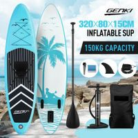 SUP Surfing Board Inflatable Kayak Stand Up Paddle Blow Foam Surfboard GENKI 2 In 1 with Seat Blue