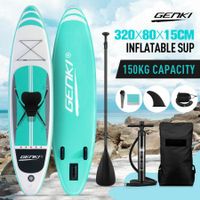 Kayak Stand Up SUP Paddle Surfing Board Inflatable Blow Foam Surfboard GENKI 2 In 1 with Seat Green