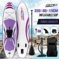 Stand Up SUP Kayak Inflatable Paddle Foam Surfing Board Blow Surfboard GENKI 2 In 1 with Seat Purple