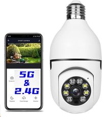 Light Bulb Camera 2.4GHz & 5G WiFi Outdoor,1080P Security Camera,Indoor 360°Home Security Cameras,Full Color Day and Night,Smart Motion Detection (1PC,Support 5G)