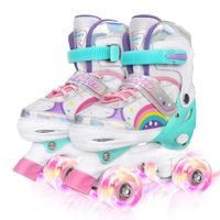SizeS Kids Roller Skates Adjustable 4 Sizes 4 Light Up Wheels For Size26-33 Col.Pink