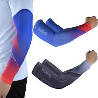 Ice Silk UV Protection Cooling Arm Sleeves for Women Men, UPF 50+ Sports Compression Cooling Sleeve for Outdoor Sports,Driving -2Pairs Black&White+Blue&Red