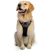 Dog Harness,No-Pull Pet Harness with 2 Leash Clips,Adjustable Soft Padded Dog Vest,Reflective Outdoor Pet Oxford Vest with Easy Control Handle,X-Large Size,Black