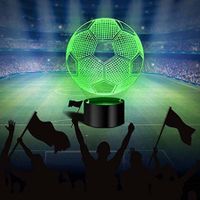 2022 Worldcup 3D Football Night Light Visual Lamp Optical Illusion LED Night Lights for Kids Children 7 Touch Changing Colors (Football)