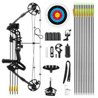 Compound Bow Arrow Set Sports Archery Hunting Target Shooting 20-70lbs Right Handed Adjustable for Beginners Masters Black