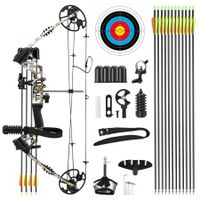 Compound Bow Arrow Set Archery Sports Hunting Target Shooting RH 20-70lbs Adjustable 320fps Speed for Beginner Master Camo