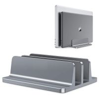 Vertical Laptop Stand,Double Desktop Stand Holder with Adjustable Dock(Up to 17.3 inch),Fits All MacBook/Surface/Samsung/HP/Dell/Chrome Book (Grey)