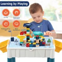 125 PCS Building Blocks Table Set With Chair All-in-One Multi Activity Playset Compatible Water Table Outdoor Play Sand Table for Toddlers